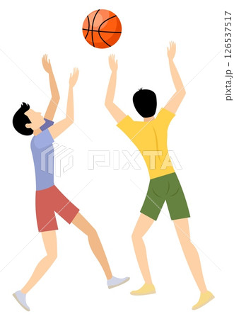 Vector people. Sport. The boys are playing basketball. Vector illustration, Vector people. Sport. The boys are playing basketball. Vector illustration, 126537517