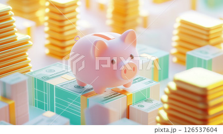 貯金と資産形成の3Dビジュアル 126537604