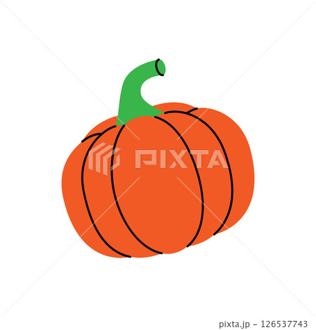 Raw pumpkin. Fresh organic vegetable. Vector illustration 126537743