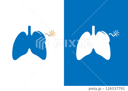 Human lungs and bomb logo combination. Lung health logotype design template. 126537791