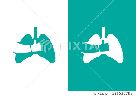 Lungs and like logo combination. Best medical clinic logotype design template. Lungs and like logo combination. Best medical clinic logotype design template. 126537793