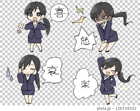 スーツを着た女性 喜怒哀楽 126538332