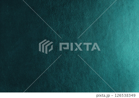 Glossy structure turquoise genuine leather with gradient lighting effect, leatharette texture 126538349