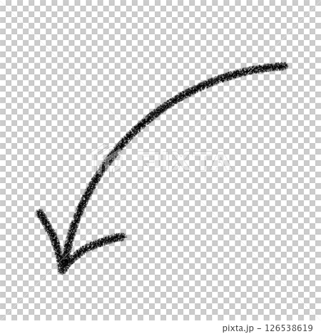 Black curved arrow illustration hand-drawn crayon style icon 126538619