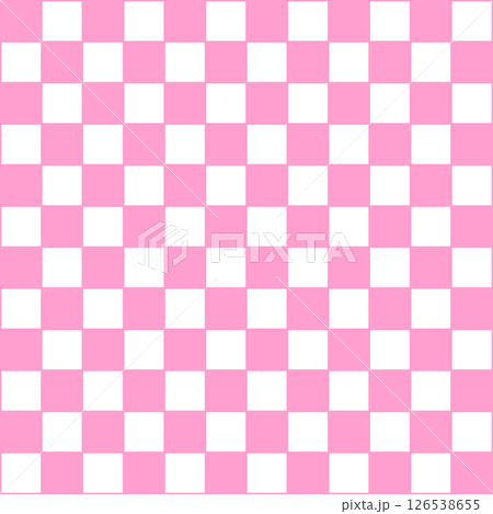 市松模様　チェック柄 背景 ピンクと白 パターン デザイン素材 126538655