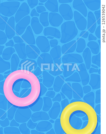 夏のプールに浮かぶ浮き輪のイラスト 夏のプールに浮かぶ浮き輪のイラスト 126539042