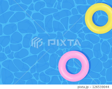 夏のプールに浮かぶ浮き輪のイラスト 126539044
