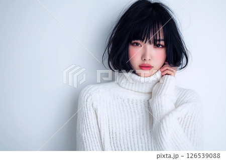 黒髪ボブヘアの美人女性「AI生成画像」 126539088