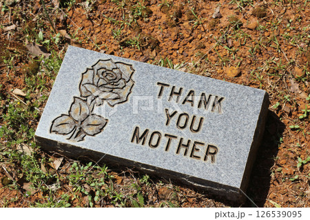 Brick Stone in Cemetery With Words Thank You Mother Engraved Brick Stone in Cemetery With Words Thank You Mother Engraved 126539095