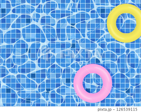 夏のプールに浮かぶ浮き輪のイラスト 126539115