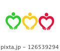 Three vector human icon: green, yellow, red. 126539294