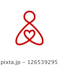 Pictogram of a human figure with a heart. The icon of the donor, a volunteer philanthropist. 126539295