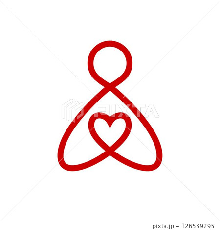 Pictogram of a human figure with a heart. The icon of the donor, a volunteer philanthropist. 126539295
