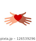 Heart in hands on a white background. color symbol. 126539296