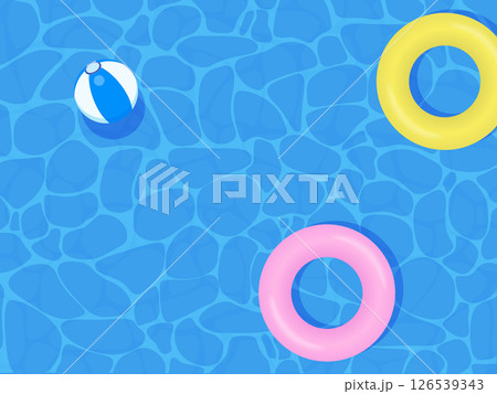 夏のプールに浮かぶ浮き輪のイラスト 126539343