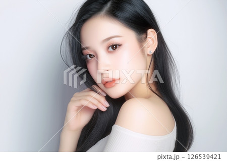 美しいロングヘアの女性「AI生成画像」 126539421