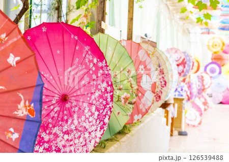 ハーブ園のカラフルな「アンブレラスカイ」 福島県猪苗代町 ハーブ園のカラフルな「アンブレラスカイ」 福島県猪苗代町 126539488