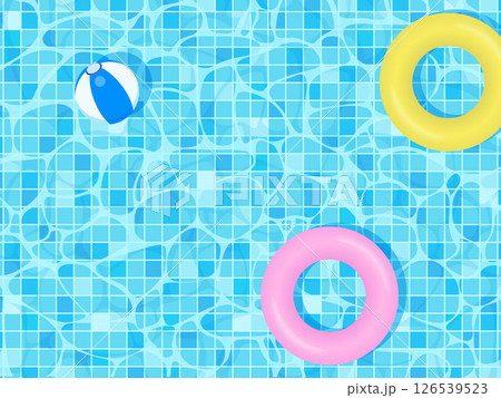 夏のプールに浮かぶ浮き輪のイラスト 126539523