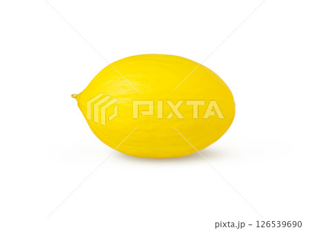 Fresh yellow honey melon isolated on white background with clipping path. 126539690