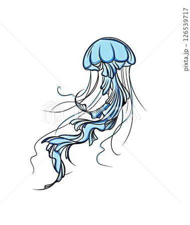 jellyfish with style hand drawn digital painting illustration jellyfish with style hand drawn digital painting illustration 126539717