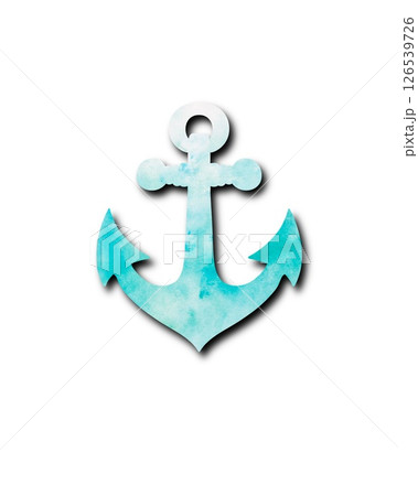 Sea anchor watercolor - beautiful anchor silhouette isolated on white background 126539726