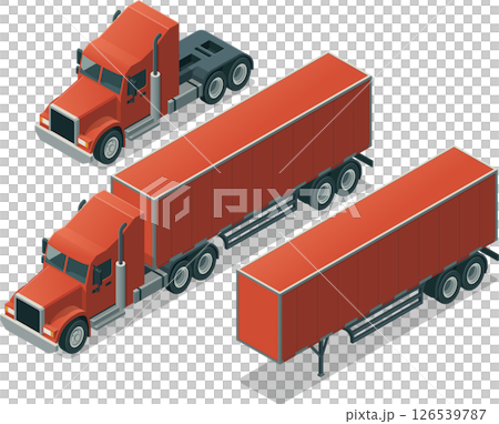 Isometric semi truck trailer Isometric semi truck trailer 126539787