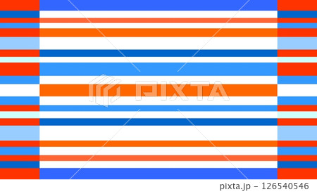 ボーダー模様　幾何学模様　オレンジ色　ブルー　 126540546