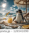 ペンギンが浜辺で休暇中 126541090