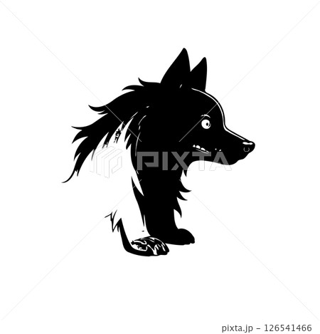 Stylized monochromatic canine illustration portraying abstract silhouette design 126541466
