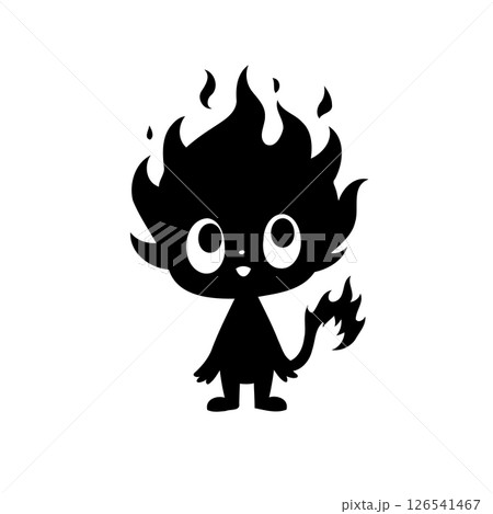 Playful fiery imp character silhouette, a whimsically enchanting emblem 126541467