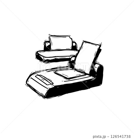 Sketchy vintage game console illustrations in contrasting black and white Sketchy vintage game console illustrations in contrasting black and white 126541738