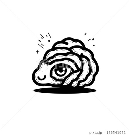 Stylized cloud-like entity with prominent eye, creating a unique monochrome design 126541951