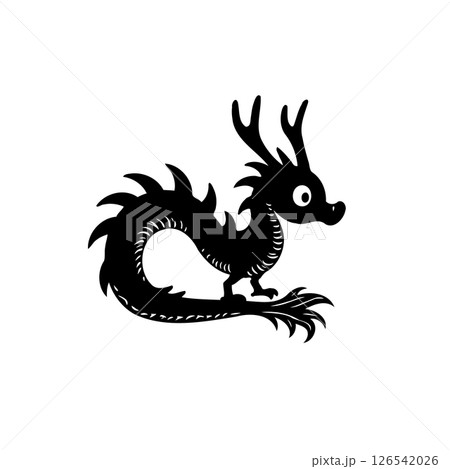 Stylized dragon silhouette: whimsical, simple, elegant, fantasy, creature illustration Stylized dragon silhouette: whimsical, simple, elegant, fantasy, creature illustration 126542026