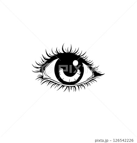 Stylized eye illustration showcasing intricate lash detail and monochrome contrast Stylized eye illustration showcasing intricate lash detail and monochrome contrast 126542226