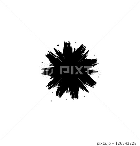 Abstract spiky black form, an expressive element on a plain backdrop art 126542228