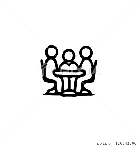 Stylized representation of collaborative discussion among individuals in business setting 126542306