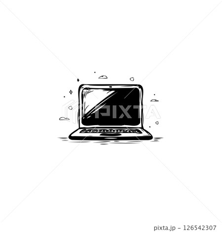 Minimalist laptop illustration portraying modern technology and simplicity on a plain background 126542307