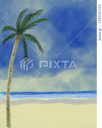 空と海と椰子の木のイラスト 空と海と椰子の木のイラスト 126542323
