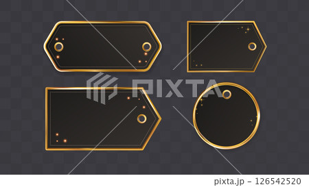 Frame Golden Gold Tag Label Luxury Metal Royal 3d Border Shape Holiday Arabic Ornament Set Traditional Invitation Emblem 126542520