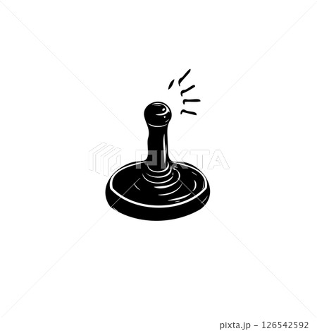 Monochromatic illustration of a vintage-style plunger tool with a glossy effect 126542592