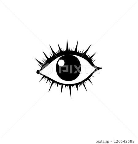 Mystical Eye Graphic with Spiked Lashes Creating a Bold and Intriguing Design 126542598
