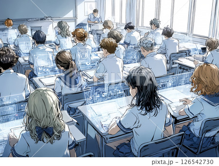 未来教育　ホログラフィックディスプレイを導入しt教育のイラスト素材 126542730