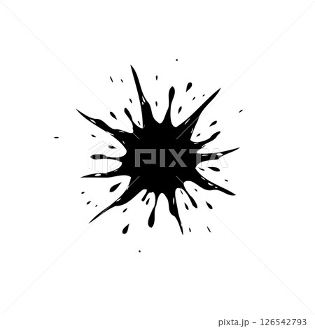 Expressive Inkblot: A Dynamically Rendered Black Splash on Pure White Canvas 126542793