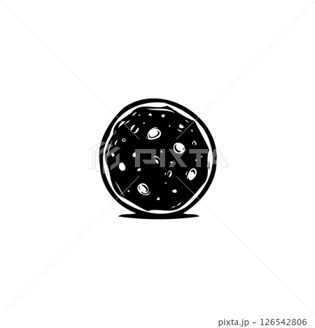 Stylized single-color rendering of a textured sphere, illustration concept Stylized single-color rendering of a textured sphere, illustration concept 126542806