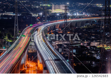 《静岡県》新東名高速道路の夜景 126542883
