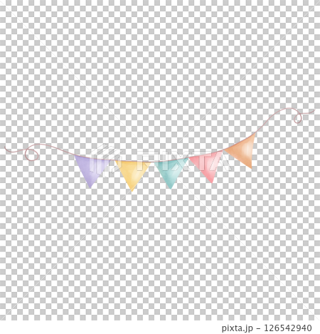Hand drawn watercolor birthday party flag 126542940