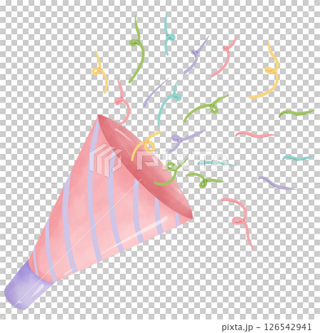 hand drawn watercolor birthday party popper 126542941