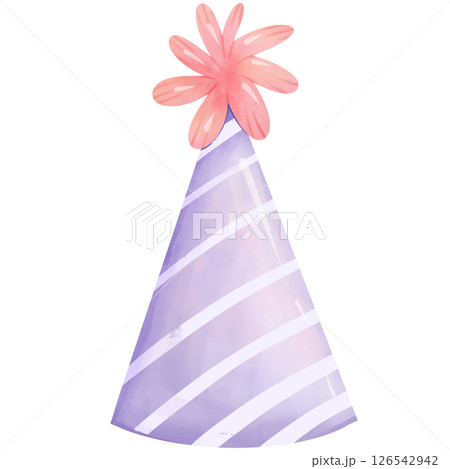 Hand painted watercolor party hat 126542942
