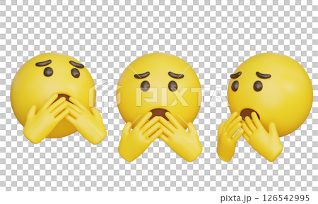worried expression with his hand covering his mouth 3D Emoji Icon 126542995