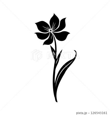 Elegant monochrome depiction of a floral element with stylized silhouette 126543161